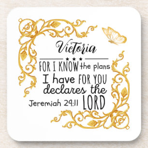 Jeremiah 29:11 Plans I Have For You Custom Gold Beverage Coaster