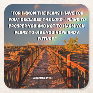 Jeremiah 29:11 Plans To Prosper You, Plan For Hope Square Paper Coaster