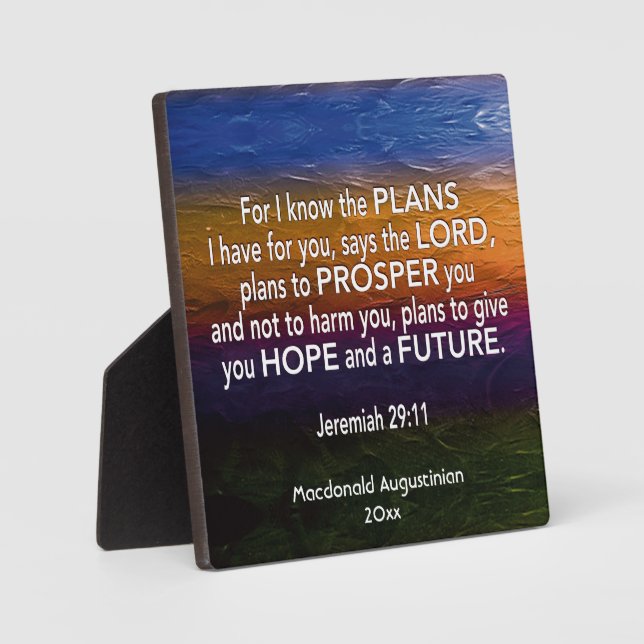 JEREMIAH 29:11 PLAQUE (Front)