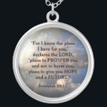 Jeremiah 29:11 Rainbow Necklace<br><div class="desc">This necklace shows a blue sky with storm clouds and a beautiful rainbow. It also shows the inspirational Bible verse Jeremiah 29:11 which says, "For I know the plans I have for you, " declares the LORD, "plans to PROSPER you and not to harm you, plans to give you HOPE...</div>