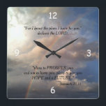 Jeremiah 29:11 Rainbow Wall Clock<br><div class="desc">This clock shows an image of a lovely rainbow that appeared over the California Gold Country town of Valley Springs. Also on this clock is the Bible verse Jeremiah 29:11 which says, ""For I know the plans I have for you, " declares the LORD, "plans to PROSPER you and not...</div>