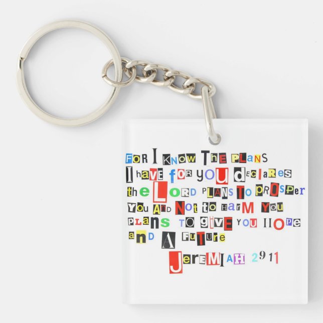 Jeremiah 29:11 Ransom Note Acrylic Keychain (Front)