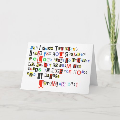 Jeremiah 2911 Ransom Note Card