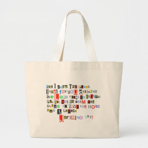 Jeremiah 29:11 Ransom Note Large Tote Bag