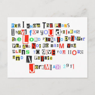 Jeremiah 29:11 Ransom Note Postcard