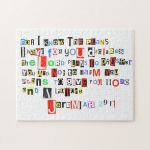 Jeremiah 29:11 Ransom Note Style Jigsaw Puzzle