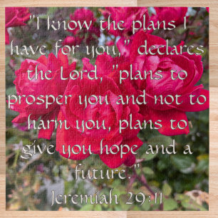 Jeremiah 29:11 Red Rose Inspirational Christian Jigsaw Puzzle