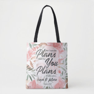 Jeremiah 29:11 Scripture: GraphicLoveShop Tote Bag