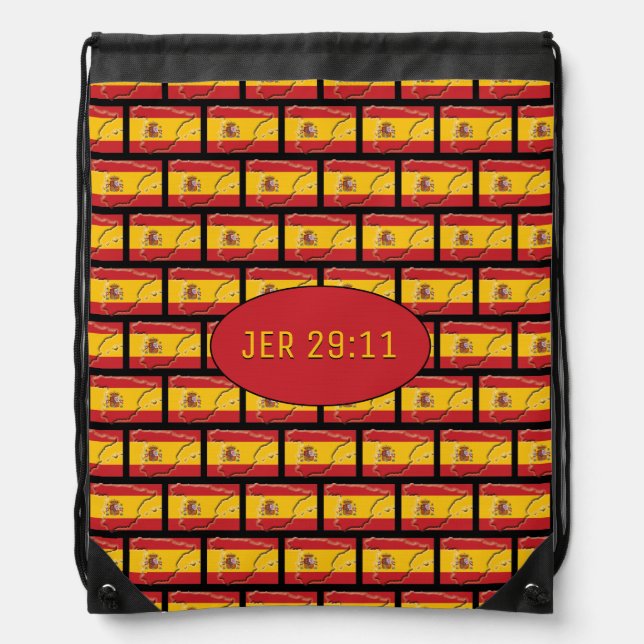 JEREMIAH 29:11 | Spain Map Outline | SPANISH FLAG Drawstring Bag (Front)