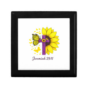 Jeremiah 29:11 Sunflower Cross Glass Tumbler Gift Box