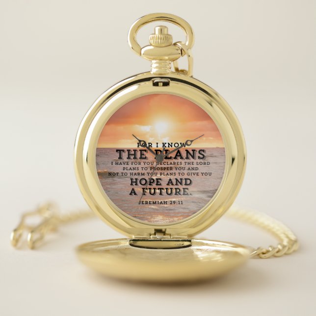 Jeremiah 29:11 Sunrise Pocket Watch (Inside)