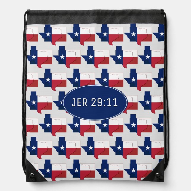 JEREMIAH 29:11 | TEXAS Map Outline | TEXAN FLAG Drawstring Bag (Front)