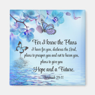 Jeremiah 29:11 Tropical Orchids Butterfly Bible Magnet