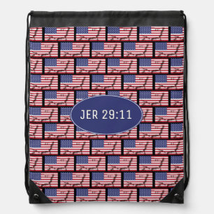 JEREMIAH 29:11 USA Map Outline AMERICAN FLAG Drawstring Bag