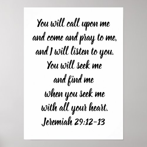 Jeremiah 2912_13 Minimalist Bible Verse Poster
