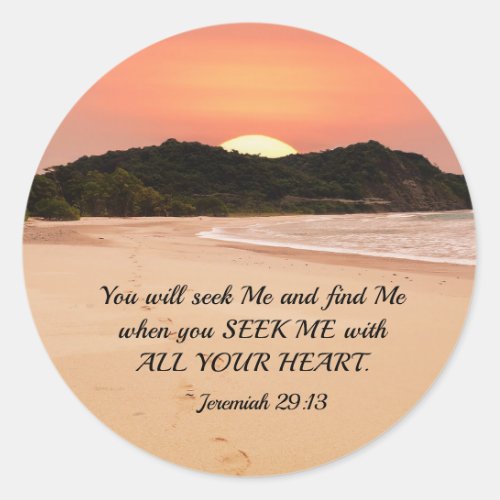 Jeremiah 2913 Seek Me with All Your Heart Bible Classic Round Sticker