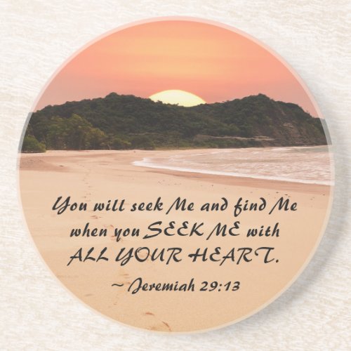Jeremiah 2913 Seek Me with All Your Heart Bible Coaster