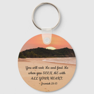 Jeremiah 29:13 Seek Me with All Your Heart Bible Keychain