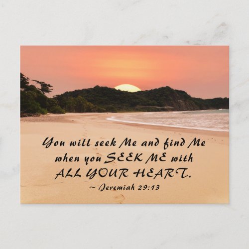 Jeremiah 2913 Seek Me with All Your Heart Bible Postcard