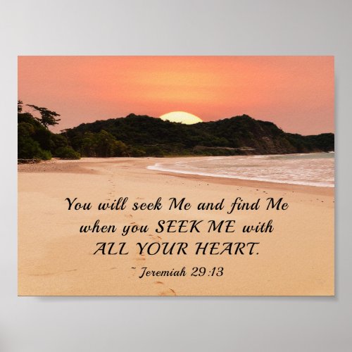 Jeremiah 2913 Seek Me with All Your Heart Bible Poster