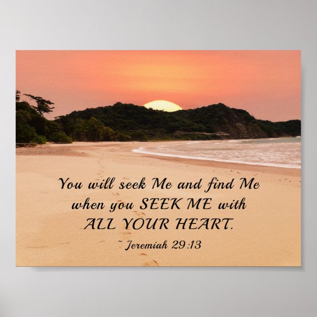 Jeremiah 29:13 Seek Me with All Your Heart Bible Poster (Front)