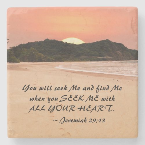 Jeremiah 2913 Seek Me with All Your Heart Bible Stone Coaster