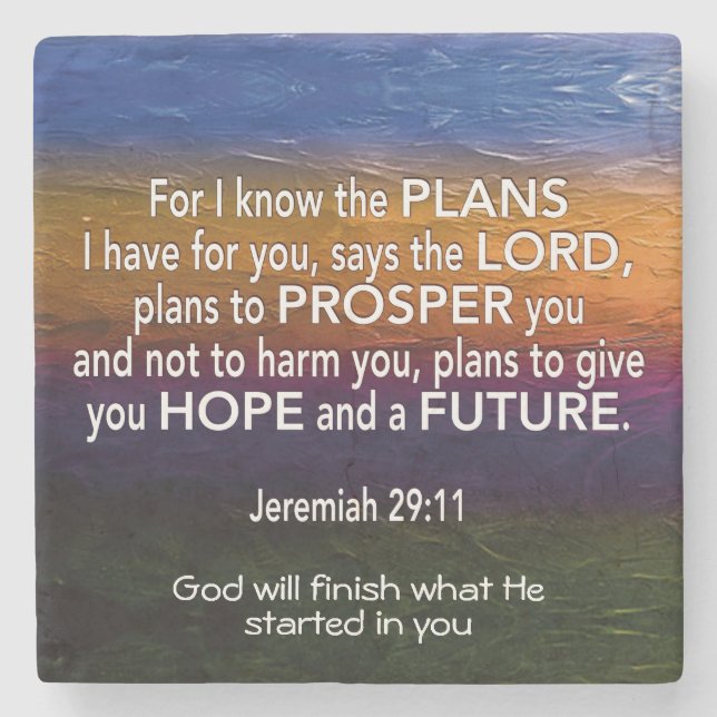 Jeremiah 29 I KNOW THE PLANS Inspirational Stone Coaster (Front)
