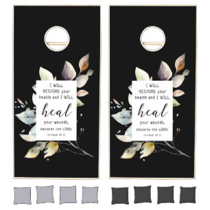 Jeremiah 30 17 I will heal your wounds Bible Verse Cornhole Set