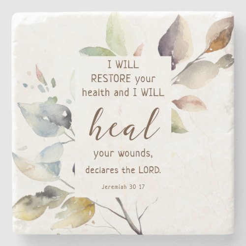 Jeremiah 30 17 I will heal your wounds Bible Verse Stone Coaster
