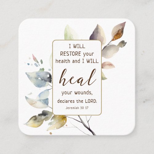 Jeremiah 30 17 I will restore your health Bible Square Business Card