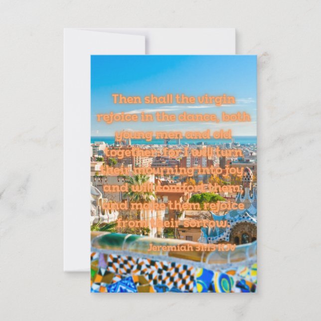 Jeremiah 31:13 KJV Bible Verse Pic Flat Greeting Card (Front)