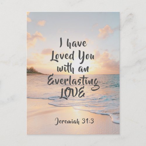 Jeremiah 313 I have Loved you Bible Ocean Sunset  Postcard