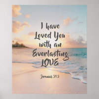 Jeremiah 31:3 I have Loved you Bible Ocean Sunset
