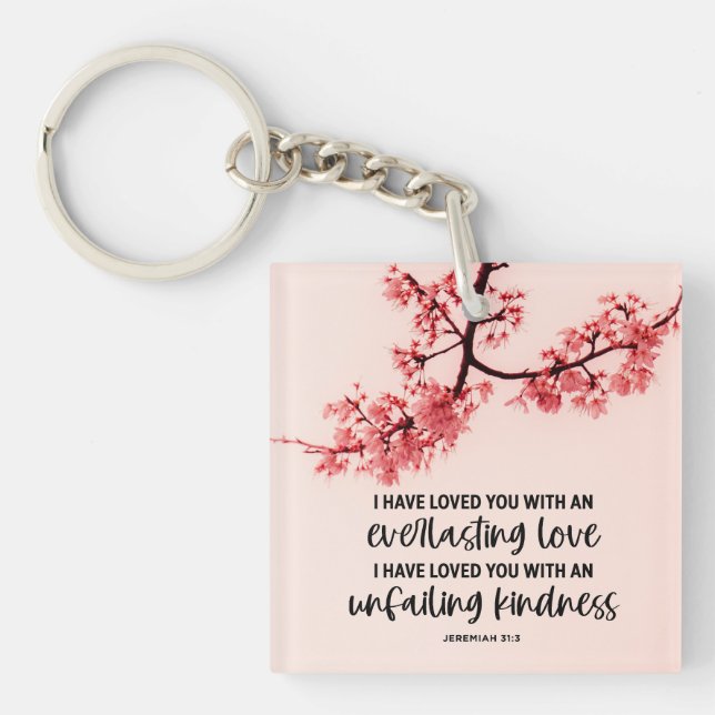 Jeremiah 31:3 I Have Loved You Bible Verse Keychain (Front)
