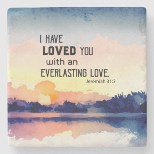 Jeremiah 31:3 I have loved you Bible Verse Stone Coaster