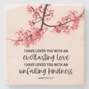 Jeremiah 31:3 I Have Loved You Bible Verse Stone Coaster