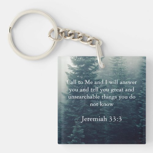Jeremiah 333 Bible Verse w Mountain Pine Trees  Keychain