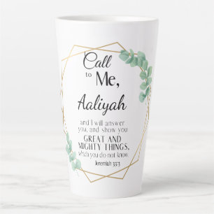 Jeremiah 33:3 Call to Me Personalize Latte Mug