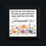 Jeremiah 33:3 Call to Me Wildflowers Scripture Gift Box<br><div class="desc">Call to Me,  and I will answer you,  and show you great and mighty things,  which you do not know - Jeremiah 33:3 Bible Scripture Wildflowers Design.</div>