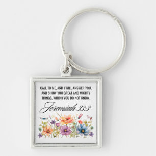 Jeremiah 33:3 Call to Me Wildflowers Scripture Keychain