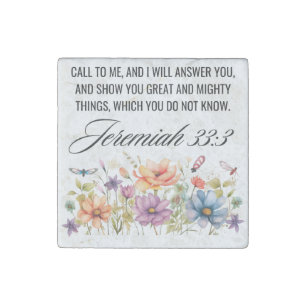 Jeremiah 33:3 Call to Me Wildflowers Scripture Stone Magnet