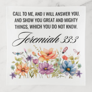 Jeremiah 33:3 Call to Me Wildflowers Scripture Trinket Tray