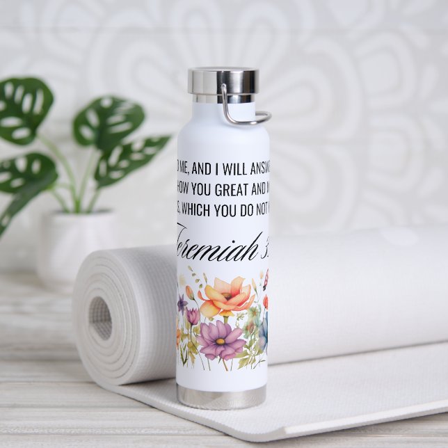 Jeremiah 33:3 Call to Me Wildflowers Scripture Water Bottle (Yoga)
