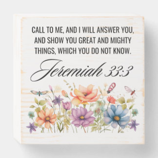 Jeremiah 33:3 Call to Me Wildflowers Scripture Wooden Box Sign