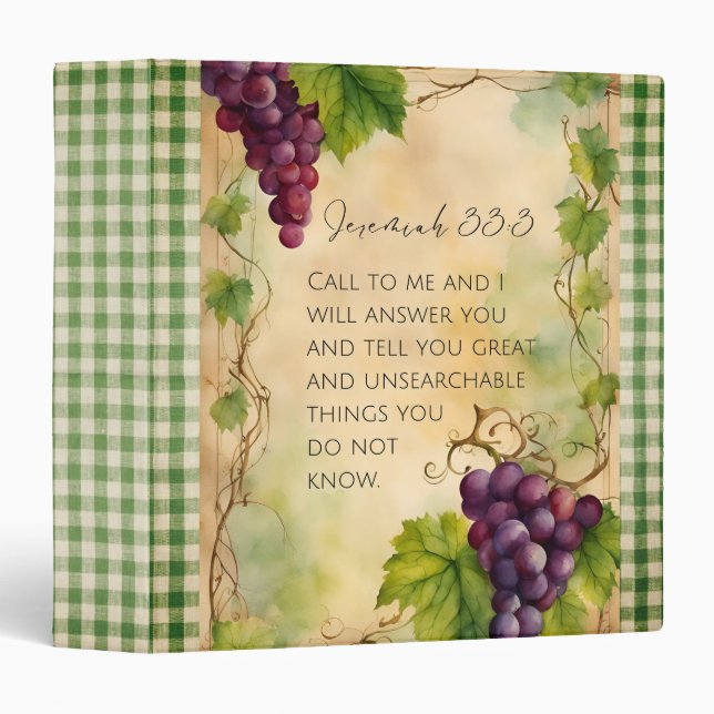 Jeremiah 33:3 Christian Bible Verse 3 Ring Binder (Front/Spine)