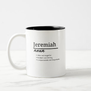 Jeremiah, Boy Personalized Name Definition Two-Tone Coffee Mug