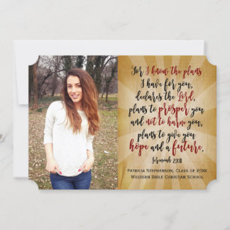Jeremiah Christian Bible Verse Photo Graduation Invitation