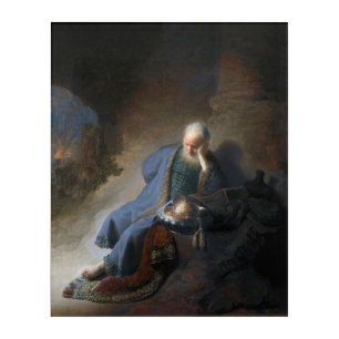 Jeremiah Lamenting on Fall of Jerusalem, Rembrandt Acrylic Print