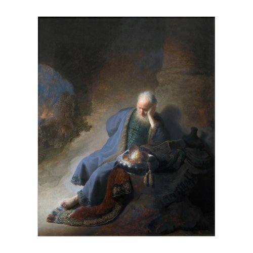 Jeremiah Lamenting on Fall of Jerusalem Rembrandt Acrylic Print