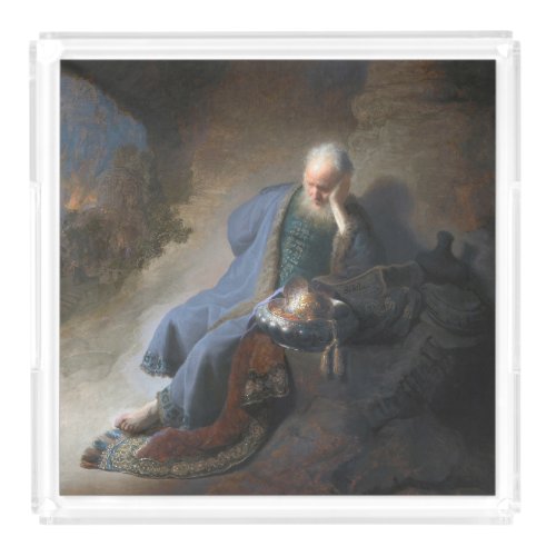 Jeremiah Lamenting on Fall of Jerusalem Rembrandt Acrylic Tray